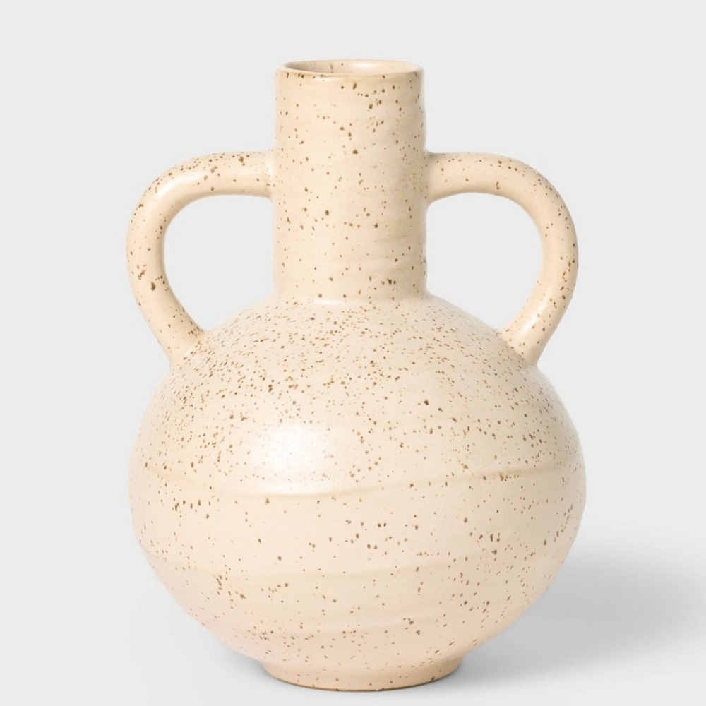 Studio McGee NWT Large Matte Ceramic Speckle Glaze Vase Modern Amphora